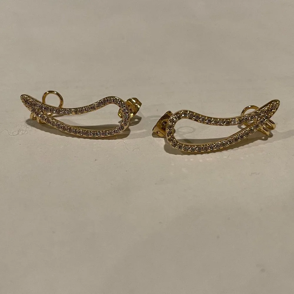 Beautiful gold zirconia crawler climber earrings